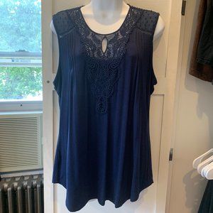 Ranella Crochet Front Keyhole Knit Top